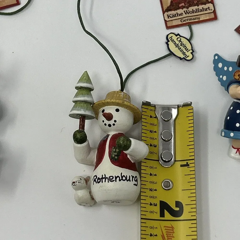 Kathe Wohlfahrt Rothenburg Germany Christmas Wood Ornaments Lot Of 3
